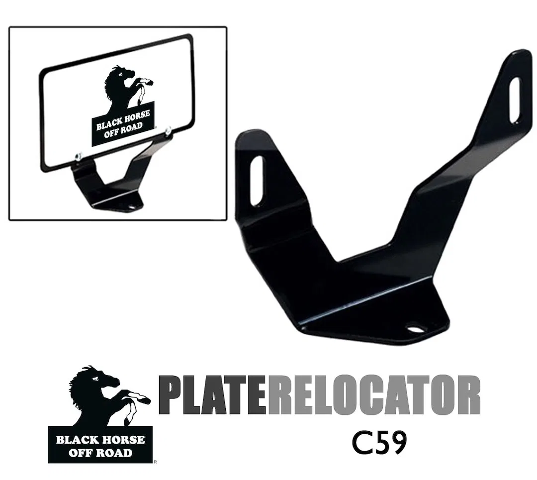 C59 – BLACK HORSE License Plate Relocation Kit, Black Steel